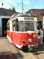 Tw 35 vor der Wagenhalle, altes Depot Bachgasse, Mai 2009