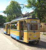 Gotha-Zug (Tw 28 und Bw 90) in Woltersdorf, Endstelle Schleuse - 23.5.2009