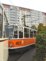 Schleife Hohenschnhausen Zingster Strasse, Blickt zum KT4D Tw 482, Berlin Oktober 2009