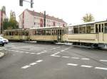 Hist. Strassenbahnzug biegt in die Prenzlauer Allee ein, 12.10.2008 BERLIN