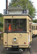 Tw 5984 mit Beschilderung Wendenschlo in der Schleife Mahlsdorf, Berlin 9. August 2009
