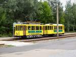 Hist. Strassenbahnzug an der Ausstiegshaltestelle Jessener Strasse, Cottbus 6.6.2009