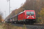 BR 187 190 D-DB mit einem Mischer bei der Durchfahrt Weddel (b.Braunschweig) Richtung Magdeburg/Wolfsburg. 8.November 2025