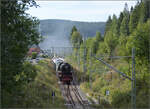 Dampf im Hochschwarzwald. Ausfahrt des Museumszuges mit 23 042 aus Aha nach Schluchsee. September 2025.