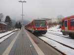 628 228 als Sonderzug Korbach - Brilon Wald bei der Einfahrt in Willingen. 07.02.2009