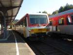 928 677 der Westerwaldbahn als RB 97 nach Daaden in Betzdorf (Sieg). 27.09.2008