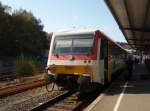 628 677 der Westerwaldbahn als RB 97 aus Daaden in Betzdorf (Sieg). 12.10.2008