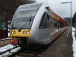 Ein VT 646 der Hellertalbahn als RB 96 Betzdorf (Sieg) - Dillenburg in Neunkirchen. 21.02.2009