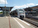 1648 481 der Abellio Rail Mitteldeutschland als RE 21 Magdeburg Hbf - Goslar in Halberstadt. 10.08.2024