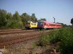 Die 719 001-0 zusammen mit der 628 550 in Munster. (04.09.2009)