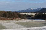 628 591 pendelte am 31. Dezember 2025 auf der 'Chiemgau-Bahn' zwischen Prien am Chiemsee und Aschau im Chiemgau. Das Bild entstand bei Umratshausen.