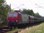 143 001-6 mit ein leer Kohlezug nach Guben bei ex HP Vogelsang. 20.06.07