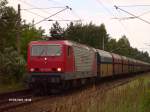 143 001-6 zieht ein Leer Kohlezug am ex HP Vogelsang vorbei.06.07.07