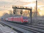 BR 185 080-9 + 185 ???-? mit Mischer durch Dedensen-Gmmer Richtung Westen. 1.Februar 2025