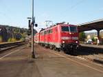 111 100 als RE 9 Wissen (Sieg) - Gieen in Betzdorf (Sieg). 12.10.2008