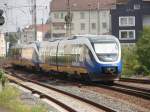 VT 773 der NordWestBahn als RB 84 nach Holzminden bei der Ausfahrt aus Paderborn Hbf. 05.08.2008