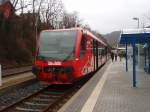 Ein RegioSprinter der Rurtalbahn als RB 21 aus Dren in Heimbach. 08.03.2009
