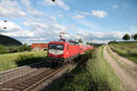 Nachschuss auf 112 131 die ihren GoAhead RE80 Ersatzzug nach Treuchtlingen rein schiebt. 28.05.24