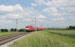 112 006-2 zieht bei Uffenheim als Ersatz RE 80 nach Würzburg vorbei. 04.06.24