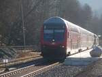 Ein Doppelstock Steuerwagen als RB 97 aus Korbach Hbf in Brilon Wald. 01.02.2025