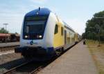 Ein Doppelstock Steuerwagen der metronom Eisenbahngesellschaft als ME nach Hamburg Hbf in Cuxhaven. 07.06.2008