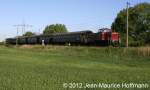 Am 17.05.2012 kam der Schiffsdiesel V65 001 mit einer Leerfahrt ber Herford nach Bielefeld durch Lstringen.