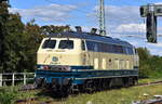 Railsystems RP GmbH, Gotha mit ihrer  218 469-5 , Name:  Betty Boom  (NVR:  92 80 1218 469-5 D-RPRS ) am 08.09.25 Höhe Bahnhof Magdeburg-Neustadt.