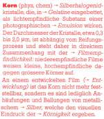 KORN vs. Krnigkeit: Beschreibung aus  Photographische Enzyklopdie  Urs Tillmanns, 1982. ISBN 3-7231-1700-7
