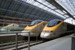 Gleich drei Eurostars in London St Pancras am 13 April 2008