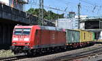 DB Cargo AG, Mainz [D] mit ihrer   185 004-9  [NVR-Nummer: 91 80 6185 004-9 D-DB] verlässt mit einem Containerzug den Hamburger Hafen am 14.05.25 Höhe Bahnhof Hamburg-Harburg.