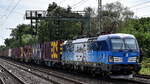 ČD Cargo a.s., Praha [CZ] mit ihrer Vectron  383 019-7  [NVR-Nummer: 91 54 7383 019-7 CZ-CDC] und einem Containerzug am 07.08.25 Höhe S-Bahnhof Dedensen/​Gümmer.