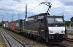 LTG Cargo Polska Sp. z o.o., Warszawa [PL] mit der geleasten BRCE Lok  189-804  [NVR-Nummer: 91 80 6189 804-8 D-DISPO] und einem KLV-Zug aus Polen kommend am 04.06.25 Höhe Bahnhof Frankfurt/Oder.
