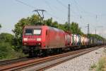 145 008 fuhr am 19.5.2009 mit ihrem Gz durch Heitersheim richtung Basel. 