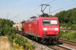 145 025 durchfhrt am 21.7.09 mit einem KLV-Zug Leutersberg.