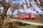 155 254-6 und 111 064-2 am 17.10.2008 bei Denzlingen

(Glckstreffer - beide Zge fuhren!)