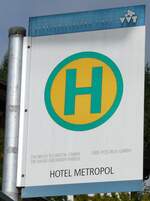 (280'429) - DIETRICH TOURISTIK/DB/BB-POSTBUS-Haltestellenschild - Seefeld, Hotel Metropol - am 16. September 2025 