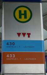 (280'447) - Bus-Haltestellenschild - Seefeld, Bahnhof - am 16. September 2025