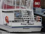 Weitere Fotos:  PRINZ ALBERT  (1964) - Heckansicht mit Heimathafen Dresden (zuletzt war das Schiff in Bad Zwischenahn beheimatet und ursprnglich in Berlin)