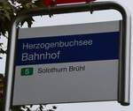 (268'858) - BSU-Haltestellenschild - Herzogenbuchsee, Bahnhof - am 31. Oktober 2024