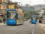 Begegnung zweier Niederflurwagen, Kassel 2006