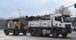 M. Hajek Strassen- und Tiefbau GmbH aus Berlin mit einem MAN TGS 28.440 Baukipper (Selbstlader) mit Asphaltkocher als Hänger am 25.03.25 Berlin Marzahn.