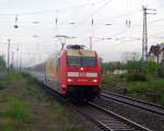 Die  ARD Buffet -Lok 101 037-0 ist am 01.05.2008 mit dem EC 241 von Hamburg-Altona nach Krakow Glowny bespannt. Hier ist sie in Lbbenau/Spreewald zu sehen.