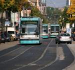 Mannheimer Strassenbahnen vom Schloss aus fotografiert.