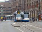 2 Straenbahnen der GVB in Amsterdam. Aufgenommen am 18.02.2009