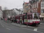 Ein Stadtbahnwagen B der ersten Lieferserie als Linie U 75 nach Neuss Hbf am Belsenplatz in Dsseldorf am 29.03.2003.