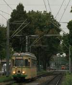 Triebwagen 71 bei einer Charterfahrt zwischen Mannheim Lange-Rtter-Strae und Uniklinikum.