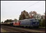 Mal ein Schotterzug der BESSEREN Art. 1142 579 und 2143 021 in Mangolding am 27.10.09