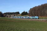 4010 028 die 'Klima-Ticket Westbahn' auf dem Weg nach Wien. Aufgenommen am 28. Februar 2026 bei Axdorf im Chiemgau.