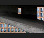 Eine interessante Brckenkonstruktion lsst Durchblicke auf ein Brohaus zu. Stuttgart, Heilbronner Strae. (Jonas)