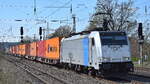 METRANS Rail s.r.o., Praha [CZ] mit der geleasten Railpool Lok  186 532-8  [NVR-Nummer: 91 80 6186 532-8 D-Rpool] und einem Containerzug am 10.04.25 Höhe Bahnhof Saarmund.